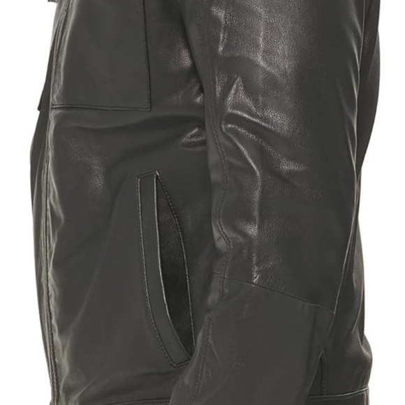 Cole Haan Black Leather Military Jacket - Picture 7 of 8